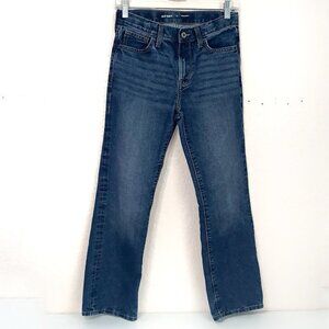 Old Navy Mid Rise Straight Leg Denim Blue Jeans Youth 12 Adjustable Waist School